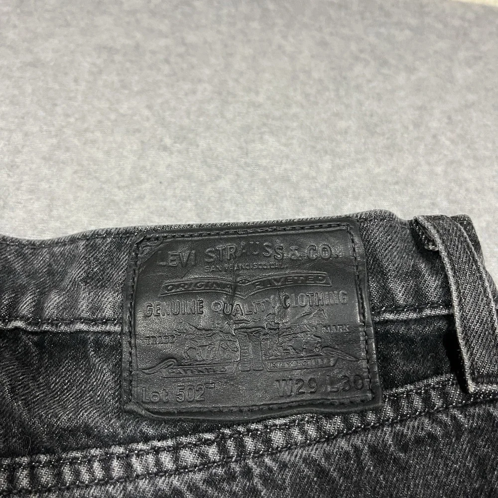 Levis Premium Jeans Mens 29x30 (Fit 30x28) Black 502 Taper Cotton Blend Stretch